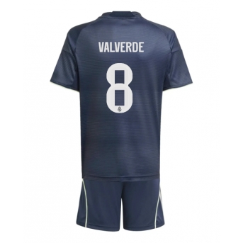 Billige Fotballdrakt Real Madrid Federico Valverde #8 Replika Bortedraktsett Barn 2025-26 Kortermet (med bukser)